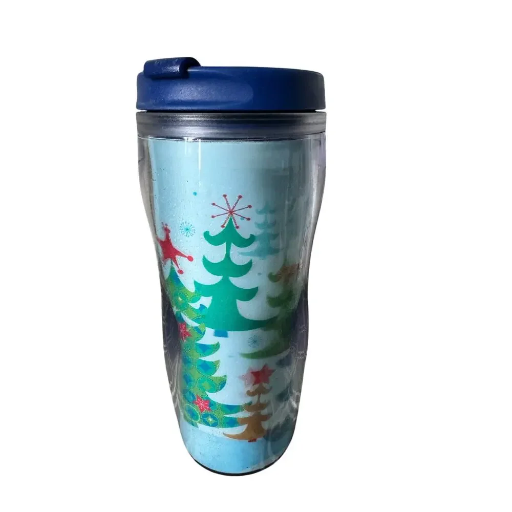 Starbucks Christmas Tree Holographic Blue Double Wall Insulated Travel Tumbler